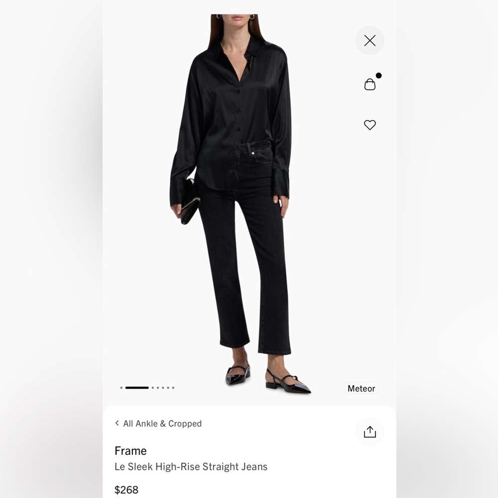 Frame Denim Black High-Rise Straight Jeans - Le Sleek Straight